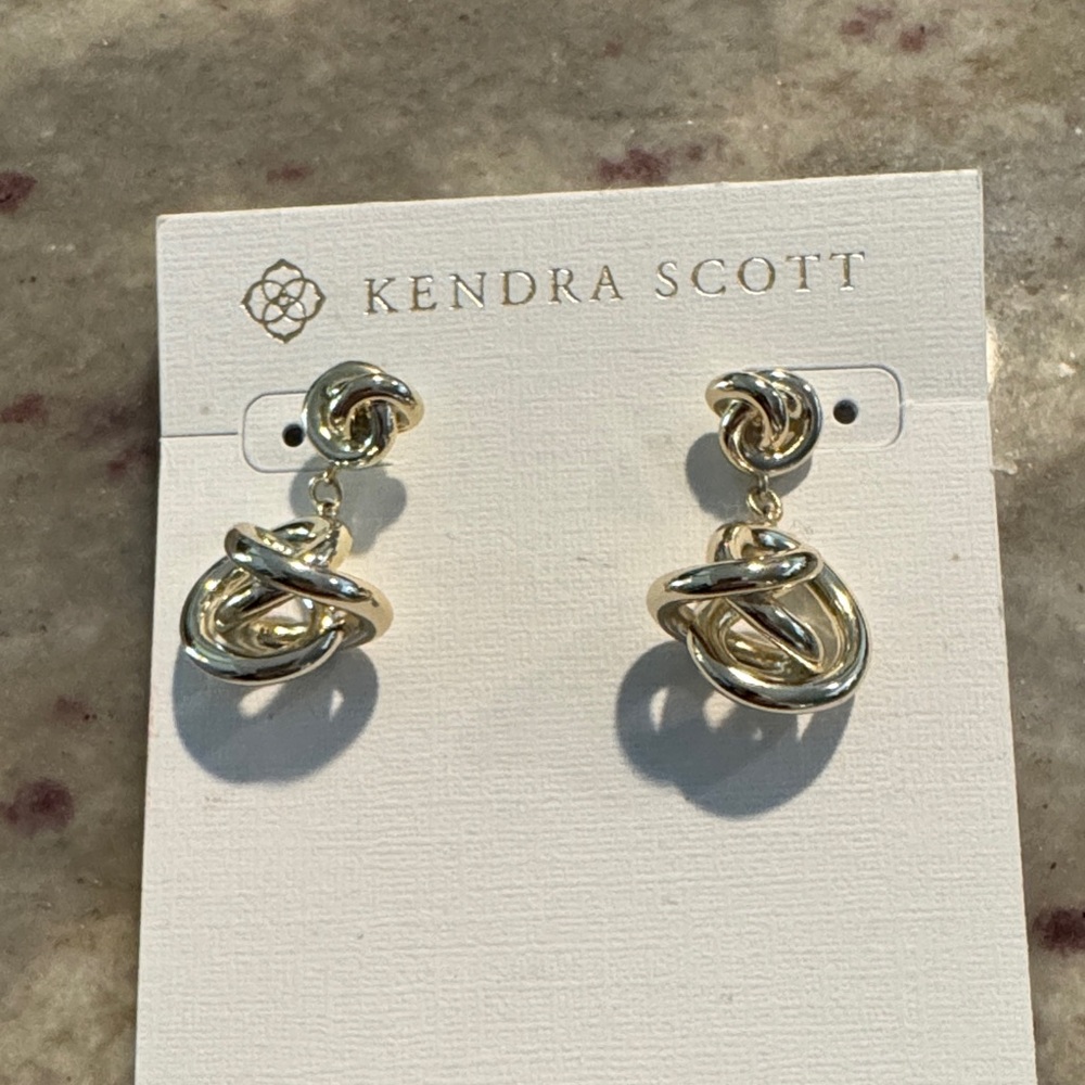 Kendra Scott Polished Gold Double Knot Drop Earrings
